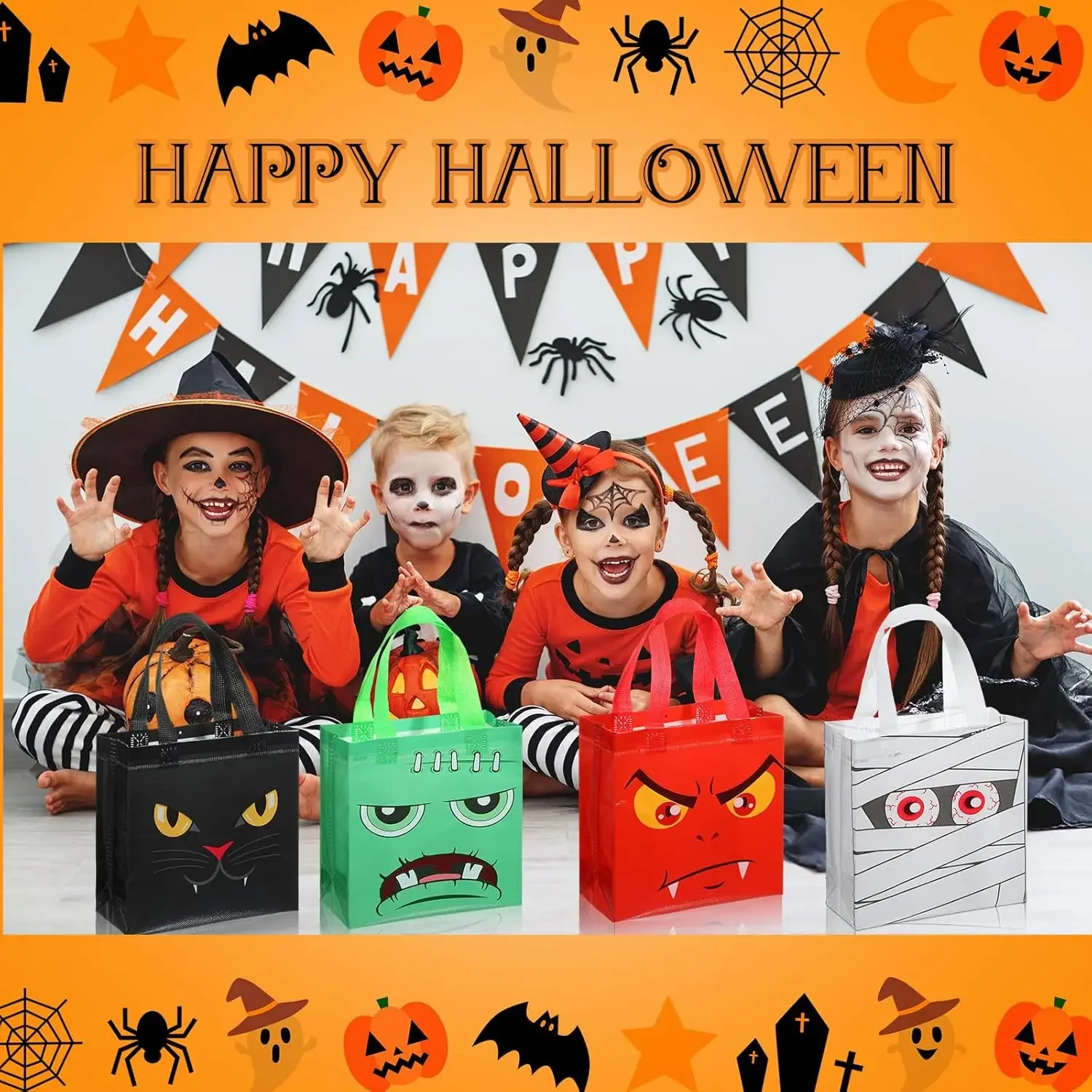 Kids Toys Packaging - Halloween não-tecido sacos abóbora fantasma morcego